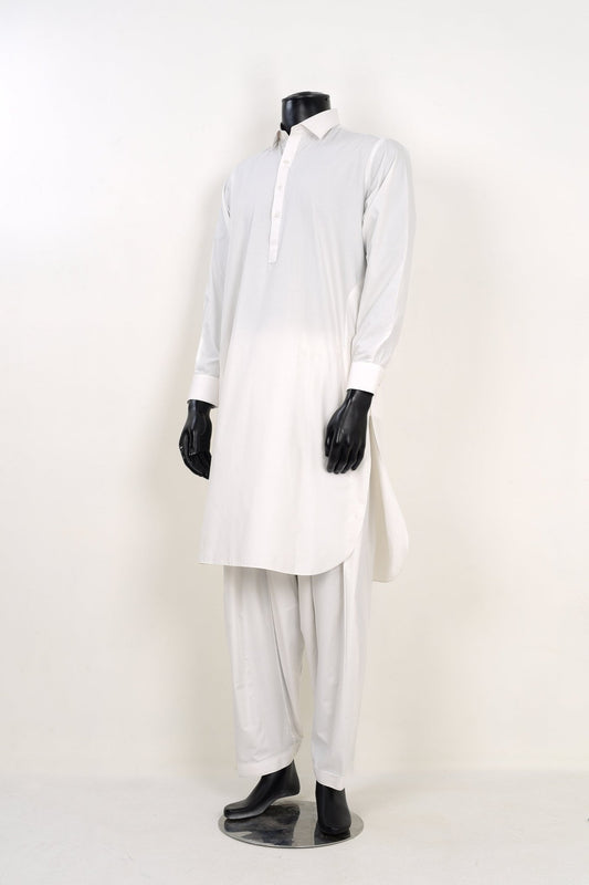 OFF WHITE SHALWAR KAMEEZ - Unstitched Fabrics by Naseeb Nasrat