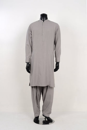 ASH GREY SHALWAR KAMEEZ - Unstitched Fabrics by Naseeb Nasrat