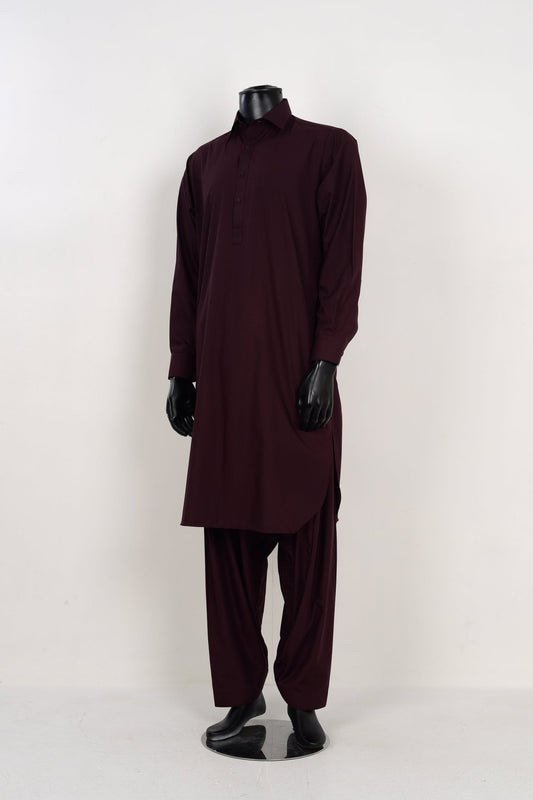 DARK MAROON SHALWAR KAMEEZ - Unstitched Fabrics by Naseeb Nasrat