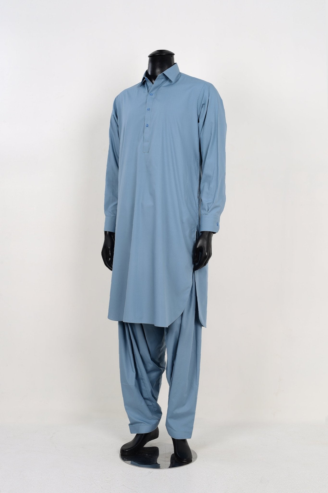 STEEL BLUE SHALWAR KAMEEZ  - Unstitched Fabrics by Naseeb Nasrat