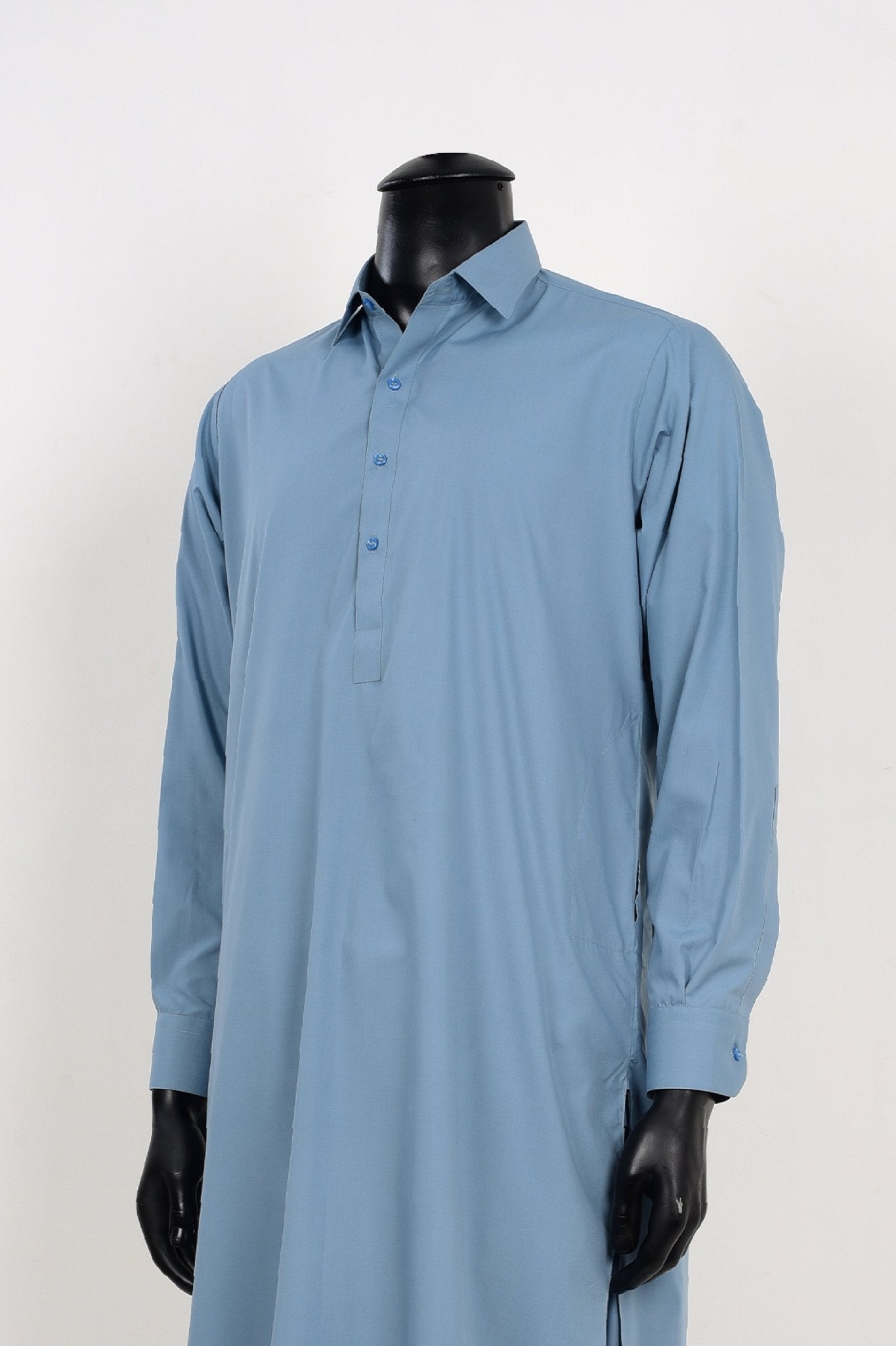 STEEL BLUE SHALWAR KAMEEZ  - Unstitched Fabrics by Naseeb Nasrat