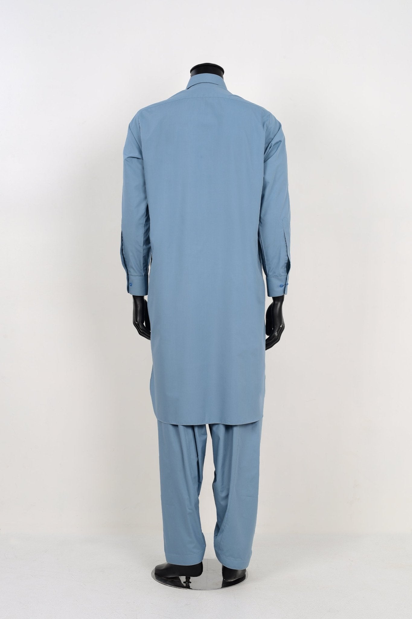 STEEL BLUE SHALWAR KAMEEZ  - Unstitched Fabrics by Naseeb Nasrat