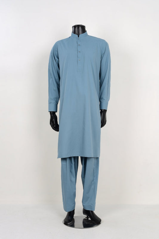 WASH BLUE SHALWAR KAMEEZ  - Unstitched Fabrics by Naseeb Nasrat