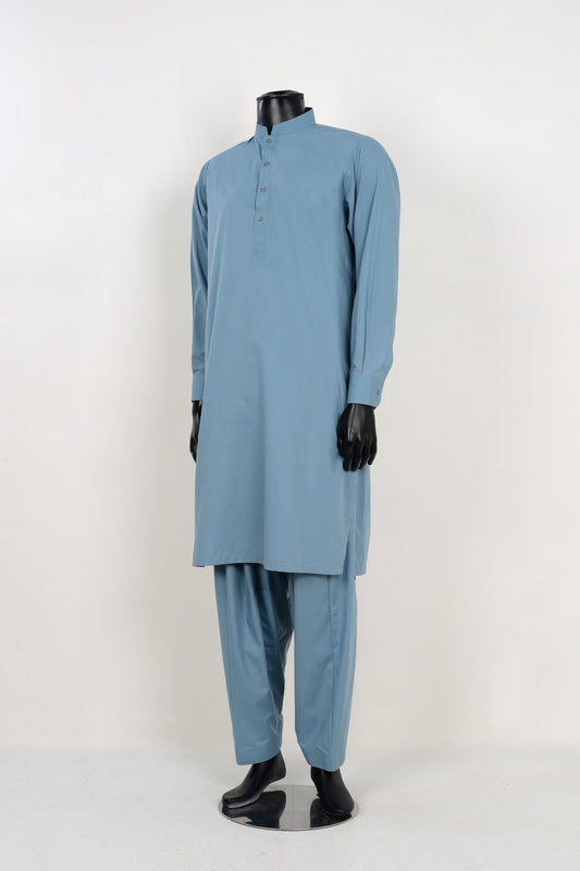 WASH BLUE SHALWAR KAMEEZ  - Unstitched Fabrics by Naseeb Nasrat