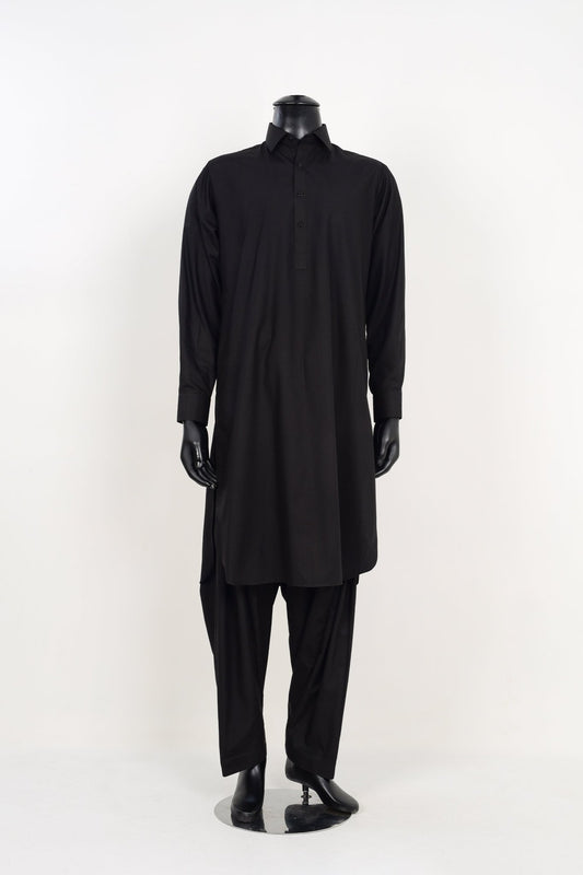 BLACK SHALWAR KAMEEZ - Unstitched Fabrics by Naseeb Nasrat