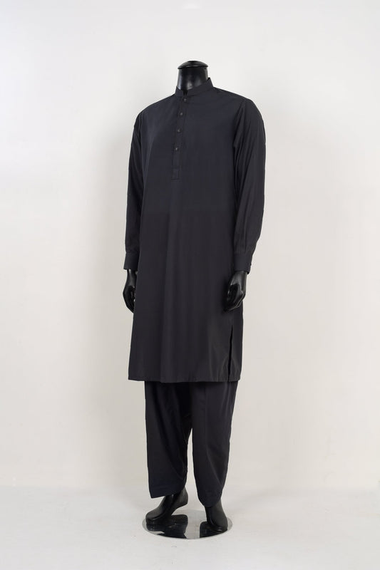 CHARCOAL BLACK SHALWAR KAMEEZ - Unstitched Fabrics by Naseeb Nasrat