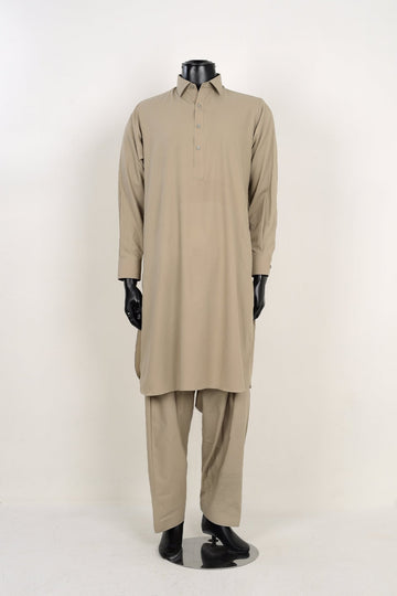 BEIGE SHALWAR KAMEEZ - Unstitched Fabrics by Naseeb Nasrat