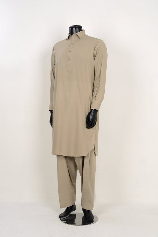 BEIGE SHALWAR KAMEEZ - Unstitched Fabrics by Naseeb Nasrat