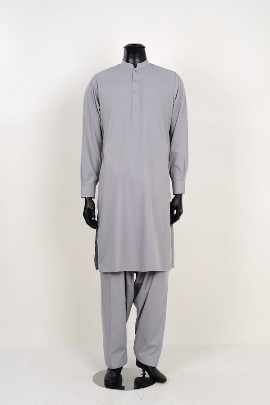 GREY SHALWAR KAMEEZ - Unstitched Fabrics by Naseeb Nasrat