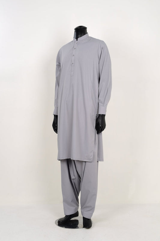 GREY SHALWAR KAMEEZ - Unstitched Fabrics by Naseeb Nasrat