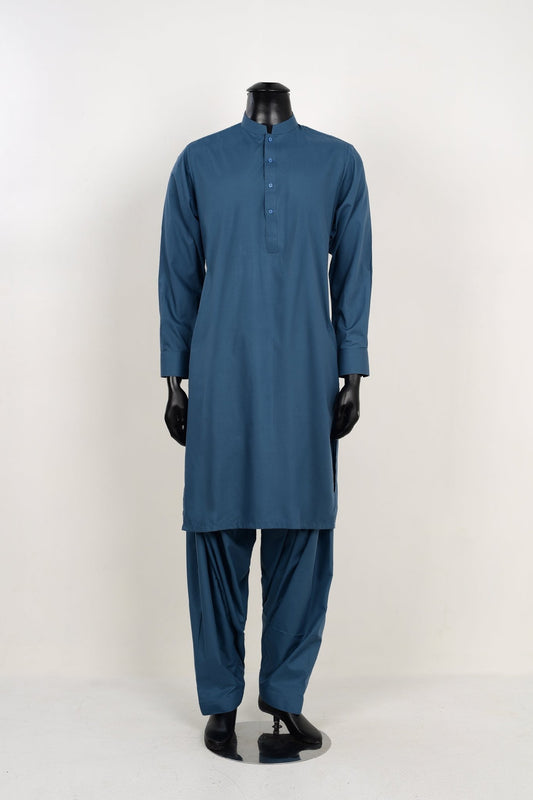 OCEAN BLUE SHALWAR KAMEEZ - Unstitched Fabrics by Naseeb Nasrat