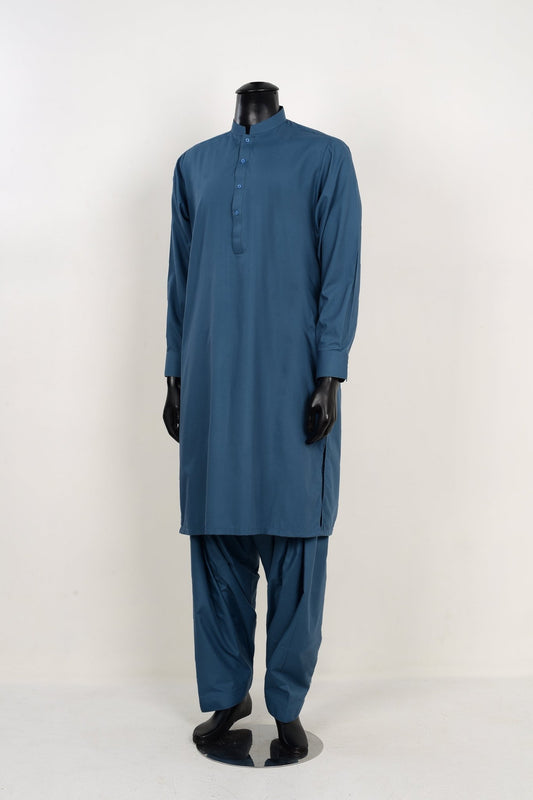 OCEAN BLUE SHALWAR KAMEEZ - Unstitched Fabrics by Naseeb Nasrat