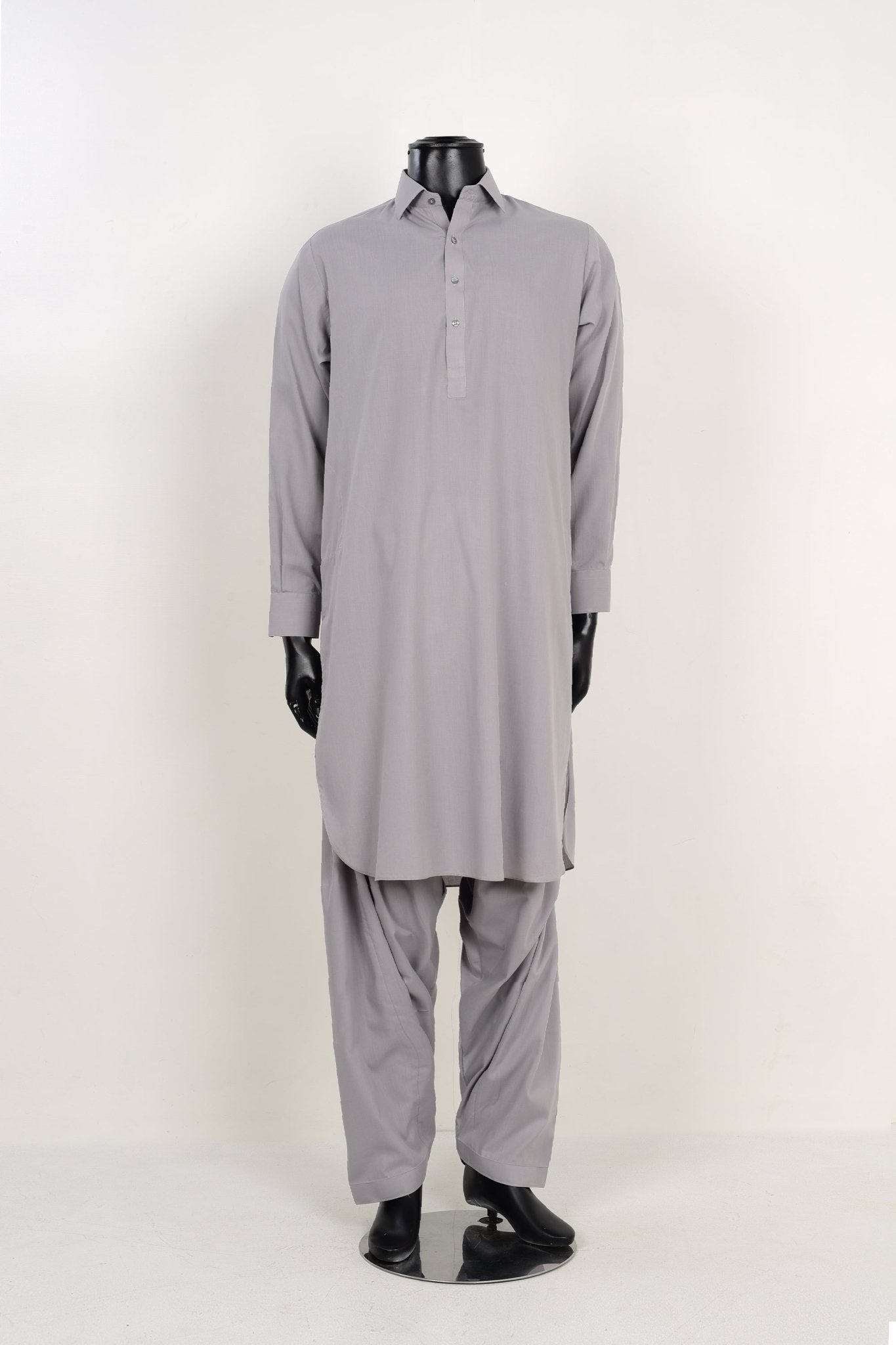 LIGHT GREY SHALWAR KAMEEZ - Unstitched Fabrics by Naseeb Nasrat