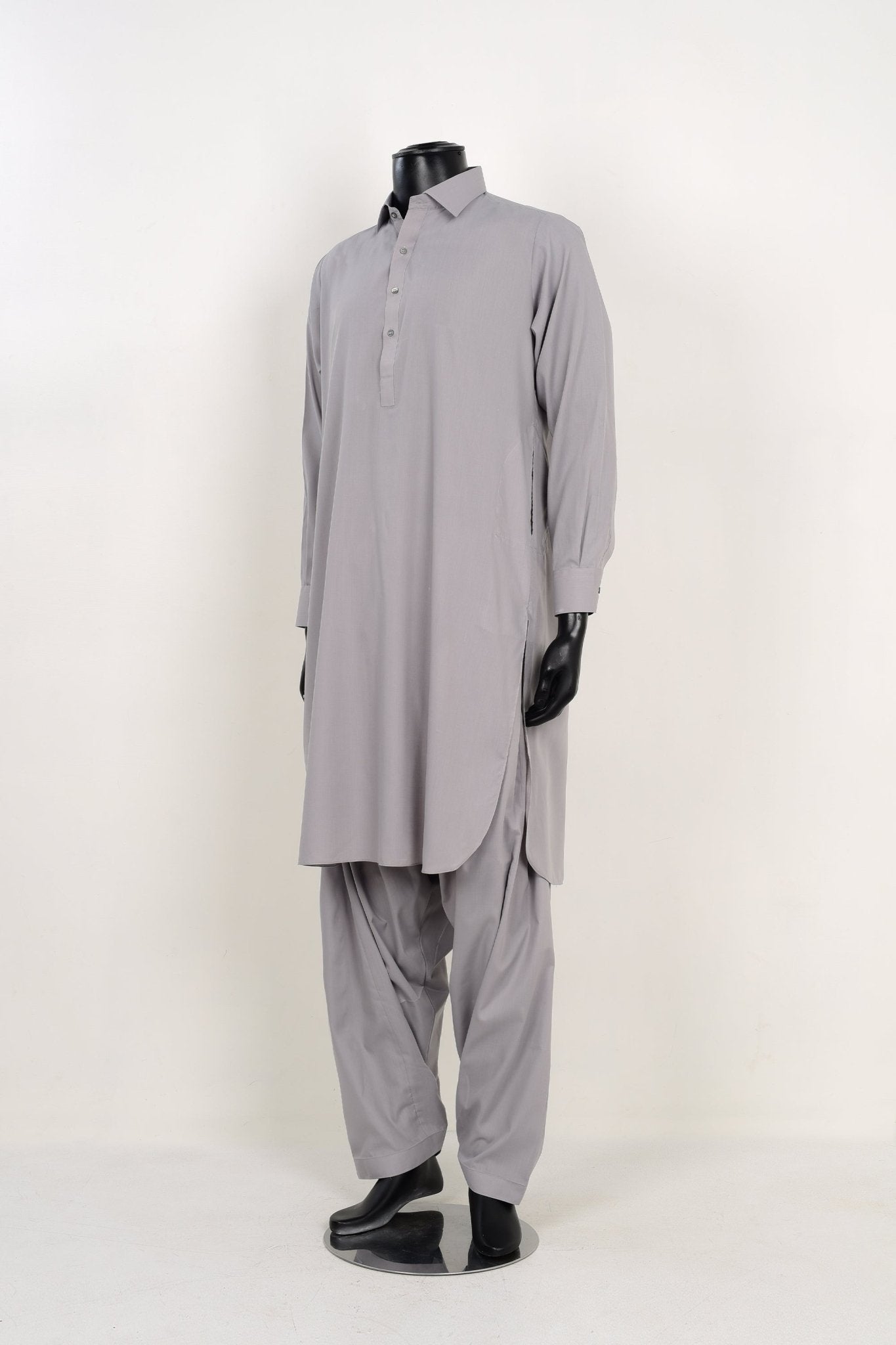 LIGHT GREY SHALWAR KAMEEZ - Unstitched Fabrics by Naseeb Nasrat