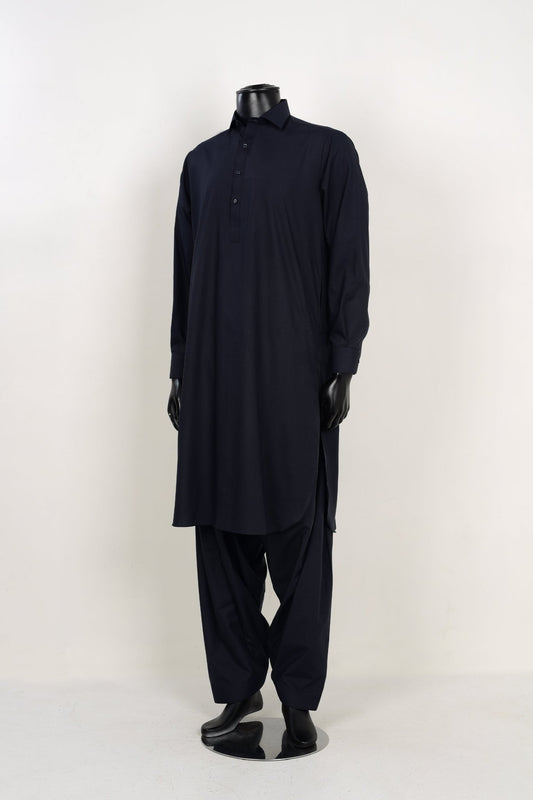 NAVY BLUE SHALWAR KAMEEZ - Unstitched Fabrics by Naseeb Nasrat