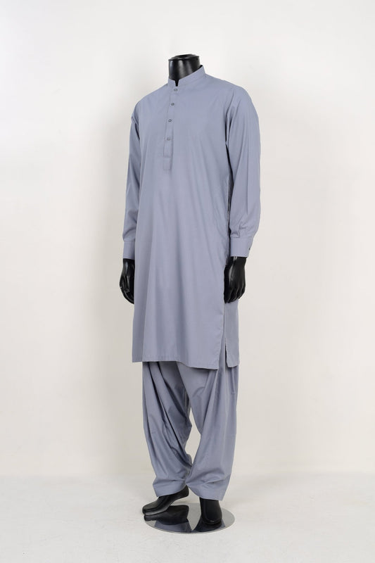 SILVER GREY SHALWAR KAMEEZ  - Unstitched Fabrics by Naseeb Nasrat