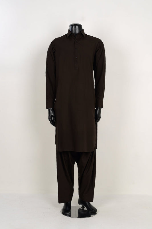 COFFEE BROWN SHALWAR KAMEEZ - Unstitched Fabrics by Naseeb Nasrat