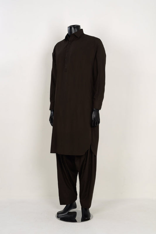 COFFEE BROWN SHALWAR KAMEEZ - Unstitched Fabrics by Naseeb Nasrat